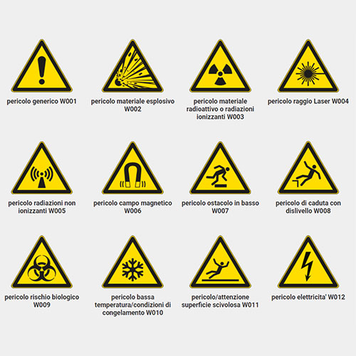 Segnali di pericolo a norma en ISO 7010 