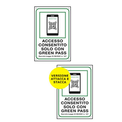 Emergenza Covid-19: Cartelli accesso con green pass