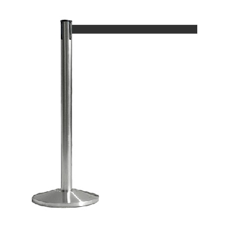 Colonnina tendinastro base acciaio spazzolato nastro colore nero Colonnina tendinastro base acciaio spazzolato nastro colore nero