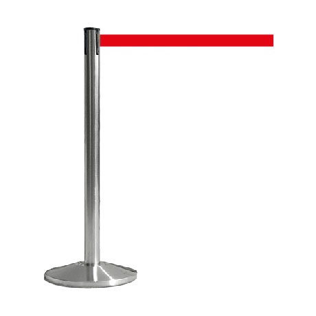Colonnina tendinastro base acciaio spazzolato nastro colore rosso Colonnina tendinastro base acciaio spazzolato nastro colore rosso