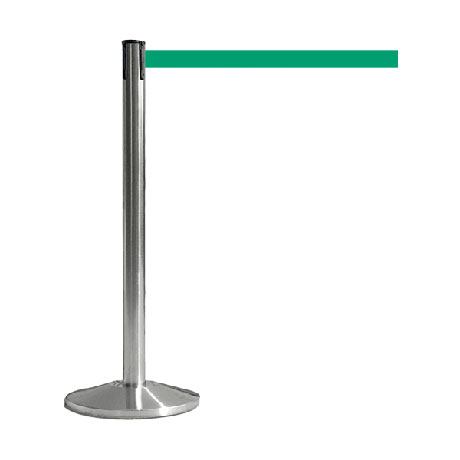 Colonnina tendinastro base acciaio spazzolato nastro colore verde Colonnina tendinastro base acciaio spazzolato nastro colore verde